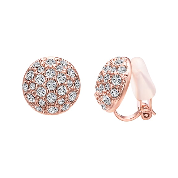 Vogem Clip On Gold Earrings for Women Sparkly Cubic Zirconia Clip On Earring Non Pierced Wedding Jewellery