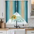 thumbnail image 6 of Turquoise Ombre Swag Valances for Windows, Kitchen Window Curtains Over Sink, Modern Yellow Gradient Farmhouse Art Window Treatment Curtains for Living Room/Bedroom Curtains 2 Panel Sets 36"x45", 6 of 8