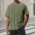 thumbnail image 2 of Mens T Shirts Comfort Lightweight Casual Short Sleeve Crewneck Plus Size Loose Tee Army Green L, 2 of 4