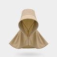 thumbnail image 2 of Xijirk Full Cover Sun Hat with Linked Neck Guard and Button Fastener for Travel Beach Garden Daily Outside Activity for Adult Smooth Cool Sun Head Gear,Khaki,One Size, 2 of 9