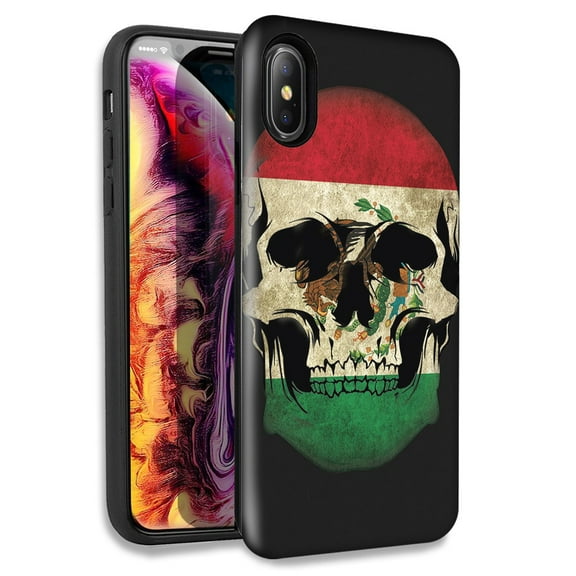 Mundaze Mexico Flag Skull Double Layer Hybrid Case Cover For Apple iPhone XR