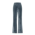 thumbnail image 5 of Gray Womens Pants Womens Daily Elastic Waist Straight Solid Color Casual Pants Loose Long Corduroy Trousers Casual Pants Women, 5 of 6