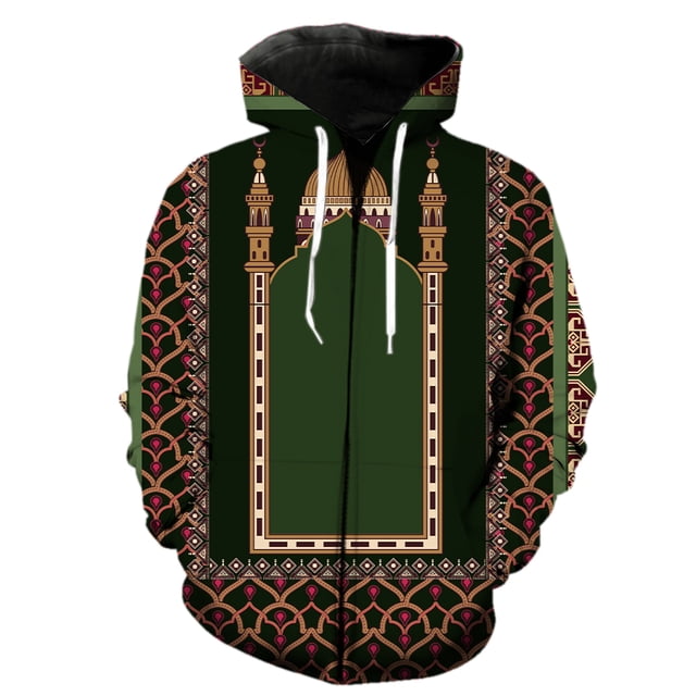 Sudadera con capucha y cremallera para hombre, estilo étnico, informal, divertida, con estampado 3D, para primavera, talla grande, para adolescentes, manga larga, genial