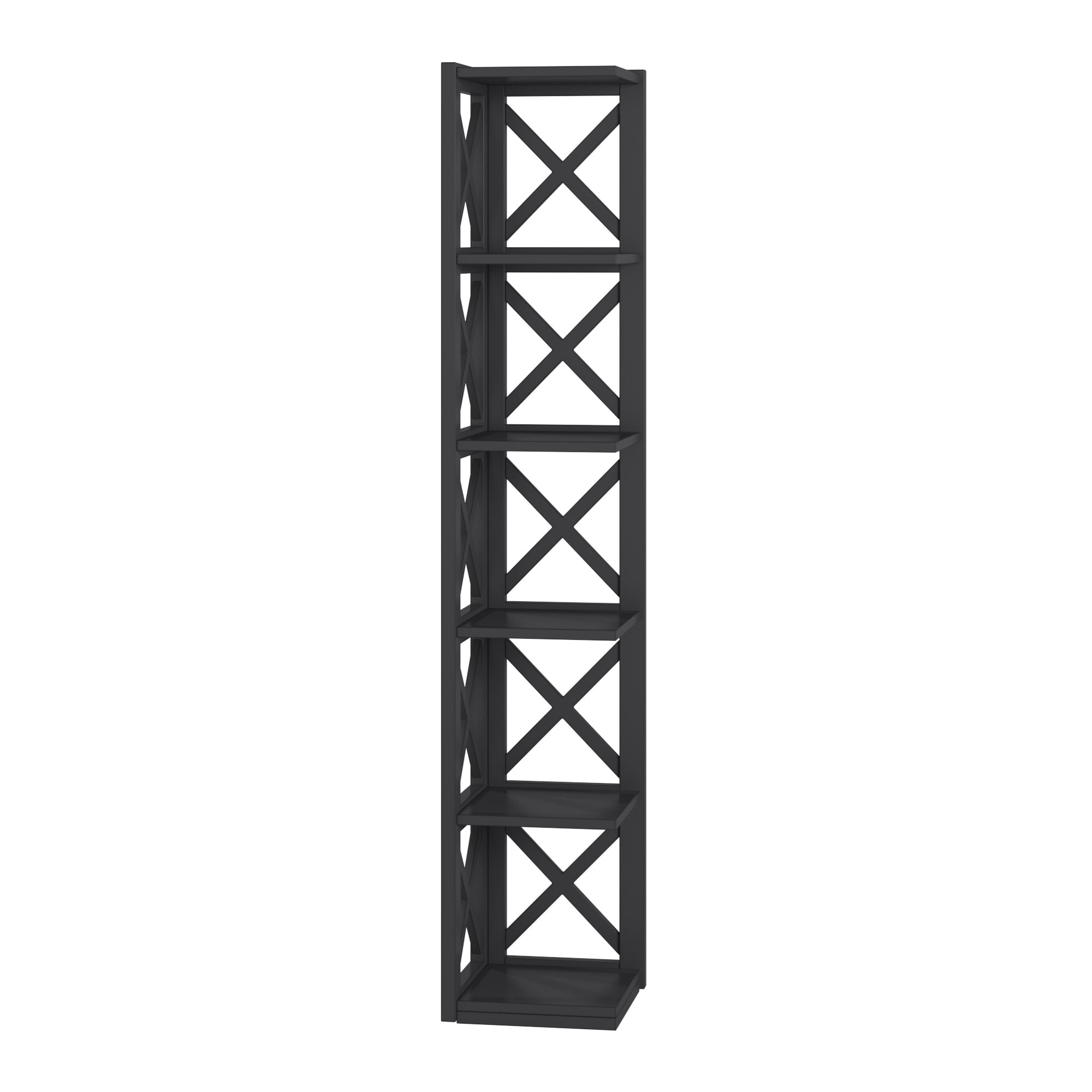 Weston Home Rebecca Wood 5-Shelf Corner Bookcase, Black