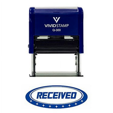 Vivid Stamp Received Designer Office Self-Inking Office Rubber Stamp (Blue) - L