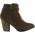 thumbnail image 2 of DOLLHOUSE DEMEANOR Women's Fringe Buckle Strap Accent Chunky Heel Ankle Booties, 2 of 4