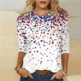 thumbnail image 2 of VerPetridure Womens 3/4 Sleeve American Flag T-Shirts Crew Neck 4th of July Summer Graphic Tee Tops, 2 of 5