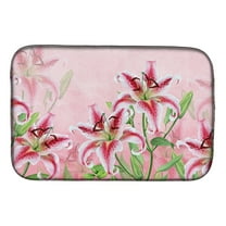 Pink Lillies Dish Drying Mat