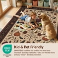 thumbnail image 4 of Design&I 8'x10' Washable Area Rug Beige Autumnal Burgundy Floral Pumpkin Design Elegant Vintage Style for King Size Bedroom, Under Bed, Sleek Flatweave Pet Friendly, 4 of 7