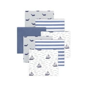 Little Treasure Hudson Baby Boys Cotton Poly Flannel Receiving Blankets 7-Pack, Blue Sailboat, 30x30 inches