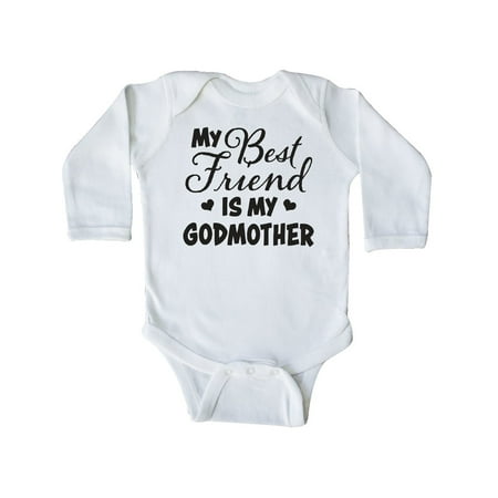 

Inktastic My Best Friend is My Godmother with Hearts Gift Baby Boy or Baby Girl Long Sleeve Bodysuit