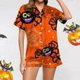thumbnail image 2 of Ulitacool Pajamas For Womens Halloween Short Sleeve Pjs And Shorts Set Button Down Pumpkin Ghost Print Sleepwear Hallowmas Comfortable Jammies Nightwear Orange L, 2 of 6