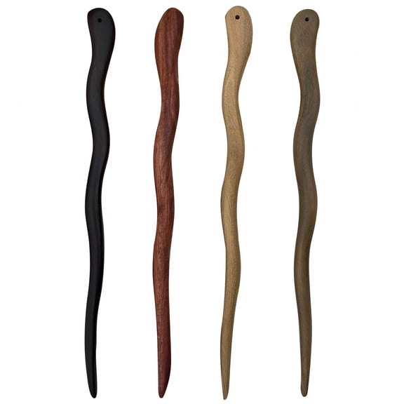 TUWAFE 4 Pcs Vintage Wooden Hair Sticks for Women, Elegant Hair Styling Pins for Updos, Weddings, Parties, Daily Wear