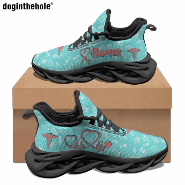 Zapatillas de deporte planas informales de verano para mujer con equipo médico Caduceus, cómodas y transpirables, con suela vulcanizada para correr