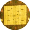 thumbnail image 1 of Ahgly Company Indoor Round Abstract Yellow Contemporary Area Rugs, 4' Round, 1 of 4