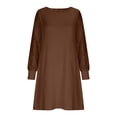 thumbnail image 5 of ClodeEU Women's Sequin Lace Long Sleeve A Line T-Shirt Dress ,Casual Swing Dress Brown,Womens Plus S, 5 of 6