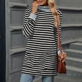 thumbnail image 6 of Gswybco Striped Tunic Tops for Women Mock Neck Long Sleeve Casual Blouses Fall Fashion Color Block Loose Sweatshirts, 6 of 9
