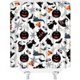 thumbnail image 3 of Halloween Shower Curtain Spooky Ghost Pumpkin Black Cat Castle Witch Hat Spider Bat Sugar Cartoon Halloween Things Happy Holiday Fabric Bathroom Home Decor Curtain Sets with Hooks, 3 of 3