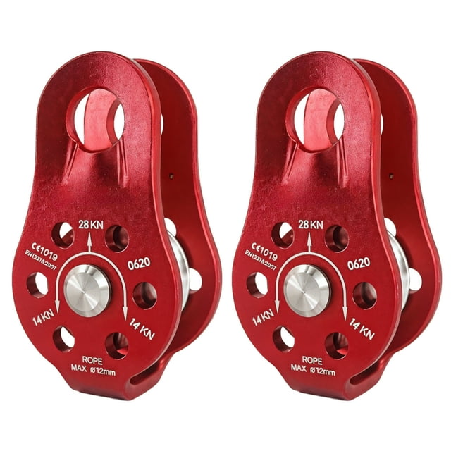 Fixed Plate Micro Pulleys, 28KN General Purpose Small Aluminum Rope Pulley, Slack Tender, Hitch Pulley Trolley for Climbing, Hauling, Rigging, Aloft Work, Rappelling, Rescue