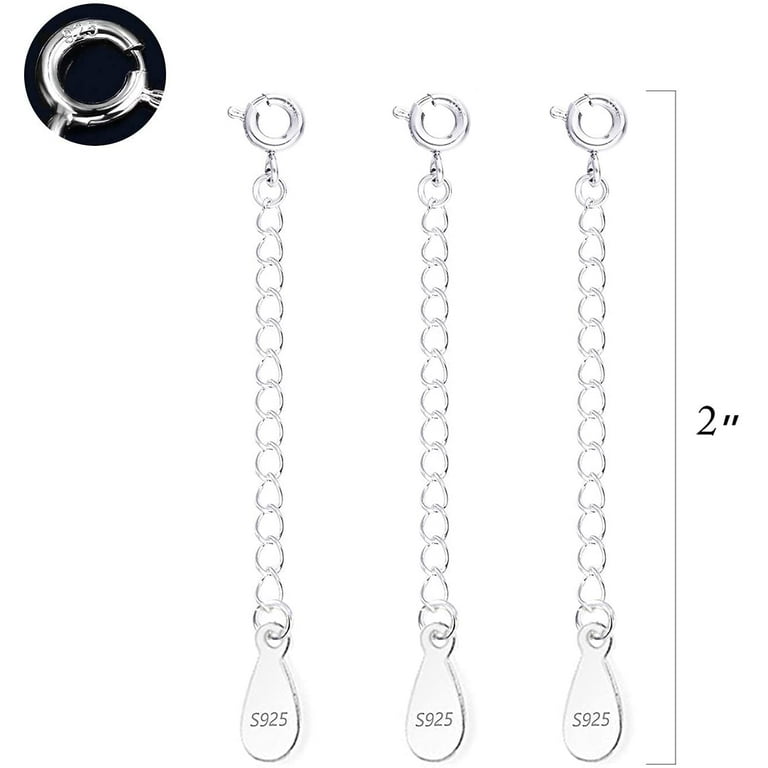 3Pcs 925 Sterling Silver Necklace Extender Chain Extenders for Women  Necklaces Bracelet Extender