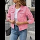 thumbnail image 4 of Chaquetas Vaqueras para Mujer, Básicas, de Larga, con Botones, Estilo Corto, A Rosa L, 4 of 7