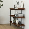 thumbnail image 3 of Merrick Lane Industrial Style Rustic Brown 3 Tiered Shelving Unit With Black Metal Frame and Raised Border - 35"H, 3 of 13