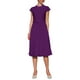thumbnail image 1 of Vestido plisado de mujer Inspire Chic con cuello simulado, mangas cortas, ceñido a la cintura, estilo A-Line, color púrpura, 1 of 5