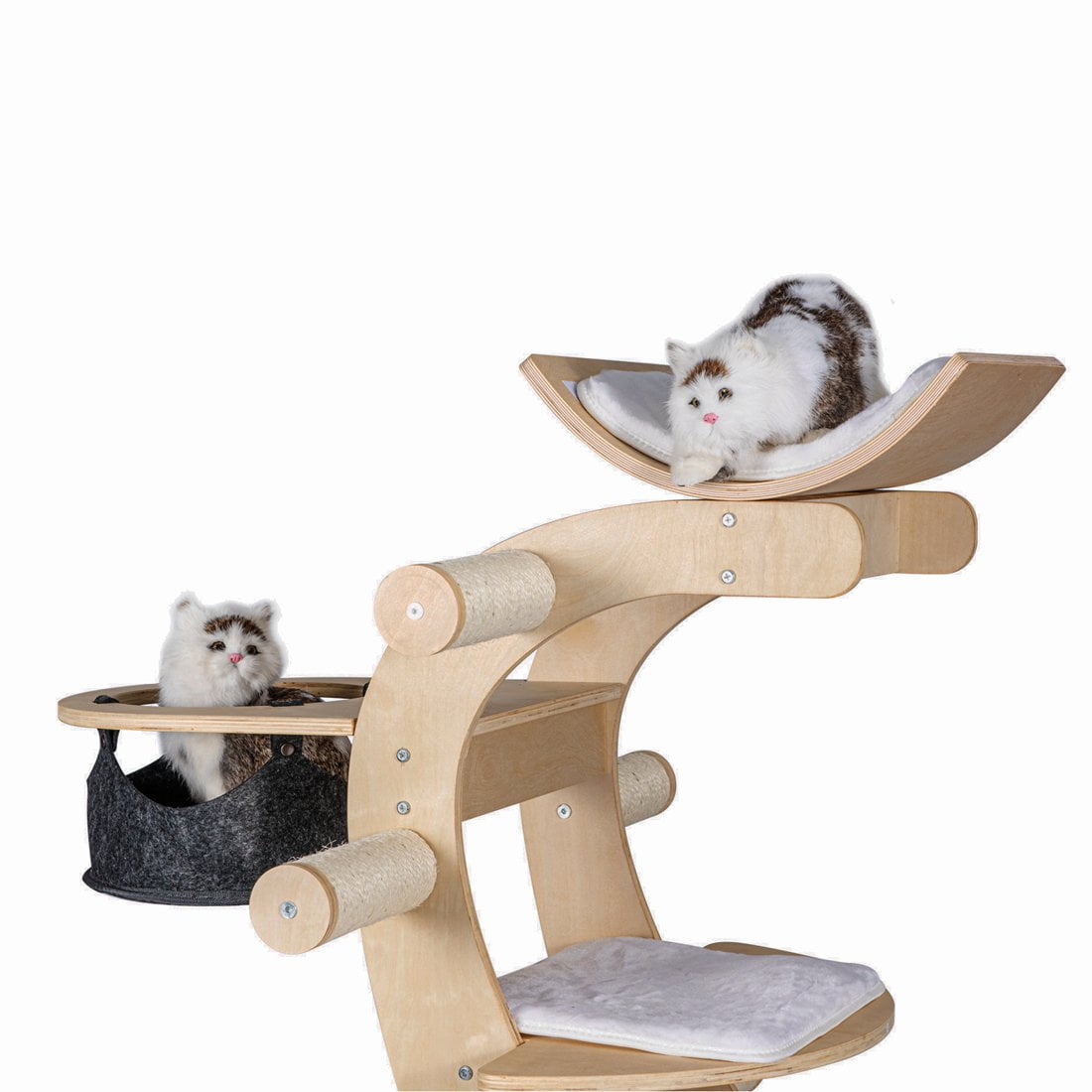 Good Life 63/” Modern Design Cat Tree House with Scratching Post Tower Deluxe Solid Wood Indoor Furniture 6 Floors Kitty Condo Climbing Play Center with Hammock Perch Cave and Ten Sisal Columns