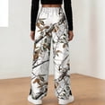 thumbnail image 5 of zaveiop Camo Pants Women Baggy Fleece Y2K Camouflage Cargo Pants High Waisted Wide Leg Drawstring Jogger Sweatpants (White, L), 5 of 9