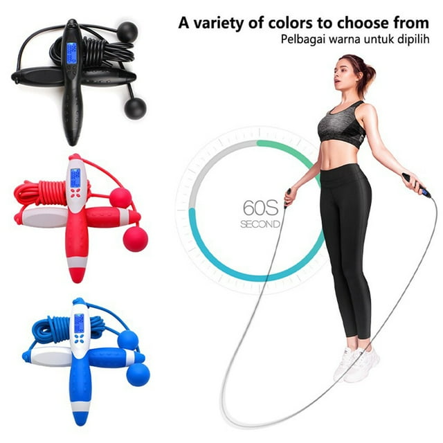 VONKY Skipping Rope Electronic Jumping Rope Adults Digital Counting Jumping Cord Indoor Outdoor Fitness Tool, Black Blue