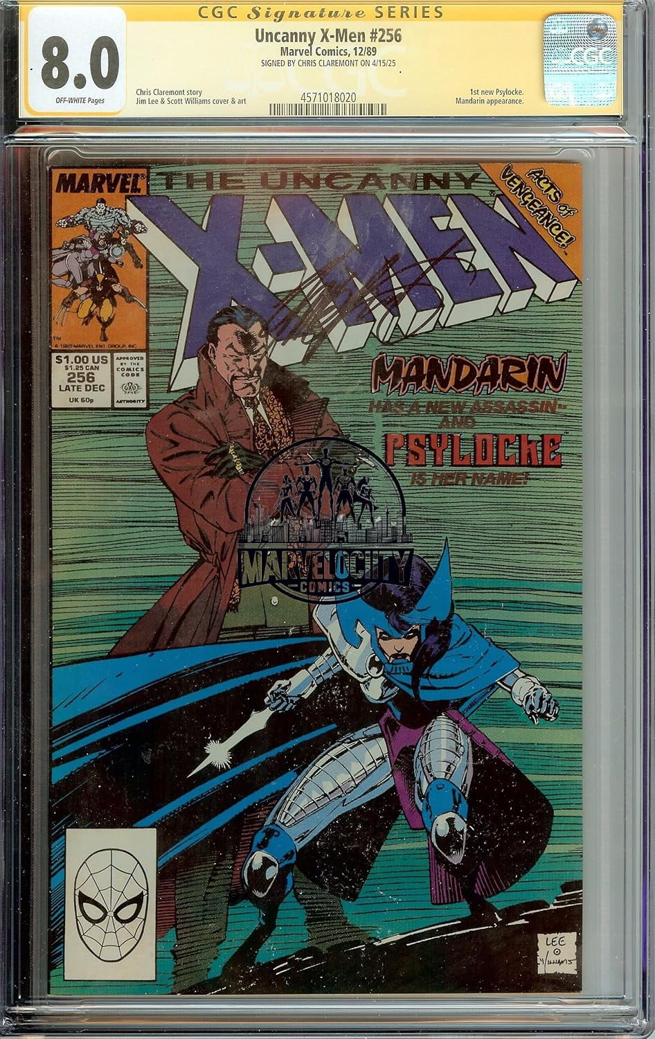 Uncanny X-Men #256 CGC 8.0 Signed Chris Claremont