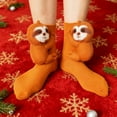 thumbnail image 4 of Animal Socks, 3D Knit Sloth Socks for Women, Cute Plush Animals Fuzzy Hugging Design Sock, Warm Cozy Christmas Gifts (Sloth - Yellow, 3 Pair), 4 of 6