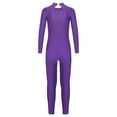 thumbnail image 3 of Hansber Kids Girls Shiny Rhinestone Full Body Unitard Gymnastics Leotard Long Sleeve Figure Skating Jumpsuit Purple 10, 3 of 6