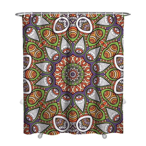 Paisley Floral Mandala Shower Curtain Elegant Bathroom Decor 72x84 Inch Waterproof Quick-Dry Fabric with 12 Hooks