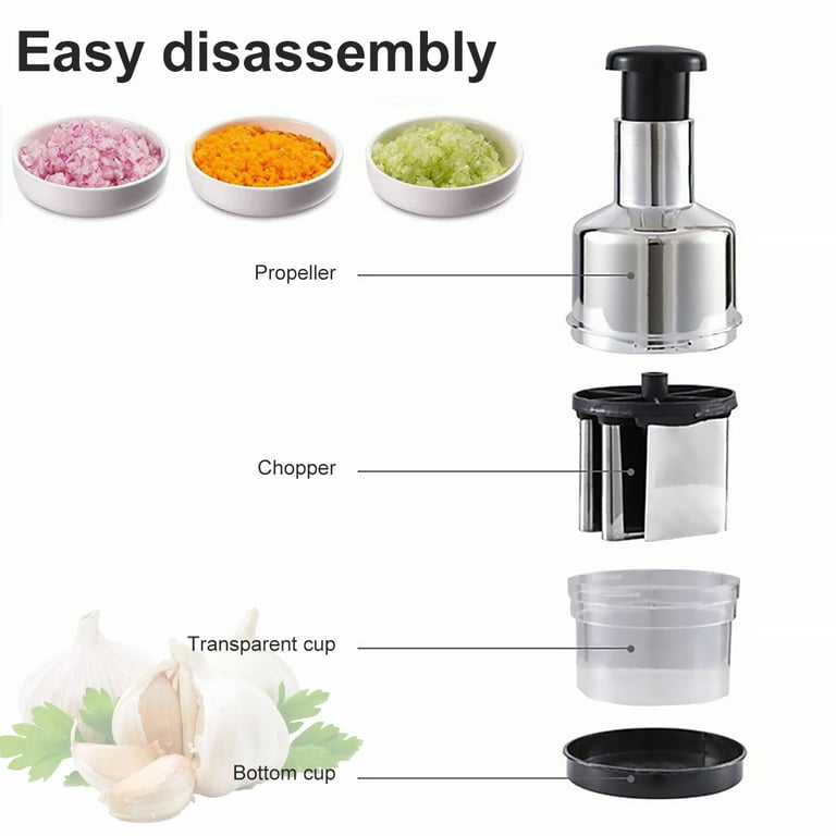 Grusce New Pressed Garlic Chopper Multi-functional Manual Garlic  Press,Stainless Steel 304 Garlic Masher for Mincing Garlic,Slicing Peppers  and Onions