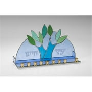 Judaica Kingdom SF-GHM-9777 Tree of Life Menorah II - stained designed glass