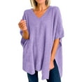 thumbnail image 2 of JIAYUE Womens Sweaters Solid Color Elbow-Length Drop Shoulder V-Neck Oversized Pullover For Ladies Soft Comfy Seasonal Loungewear, 2 of 4