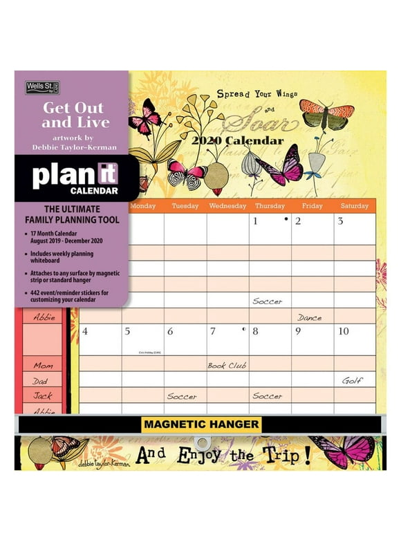 Calendars Get Out And Live Plan It Plus Wall Calendar with 442 Event / Reminder Stickers - 17 Month