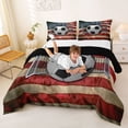 thumbnail image 3 of Erosebridal Teens Sport Soccer Gamer Full Size Comforter Sets 3 Pieces,Boys Abstract Ombre American Flag Bedding Sets,Black Reversible, 3 of 6