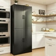thumbnail image 3 of DIYART 71" Farmhouse Pantry Cabinet, Tall Storage Cabinet with 4 Doors and Adjustable Shelves, Freestanding Pantry for Dining Room, Kitchen, and Living Room, Black, 3 of 8