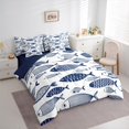 thumbnail image 3 of Homewish Boho Fish 7-Piece Twin Bedding Sets,Bohemain Theme Bedding Comforter Set,Deepblue White Sheet Sets For Boys Kids,Breathable Home Decor Reversible, 3 of 8