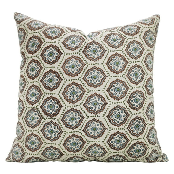 Fabdivine Hand Block Print Pillow Covers for Every Home, 12"X20", Linen Blend Pillow Covers, Charkha