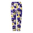 thumbnail image 4 of YDFCWXW Women's Capri Leggings Floral Printed Plus Size Capris High Waist Knee Length Slim Fit Cropped Legging for Yoga Purple, XXL, 4 of 5