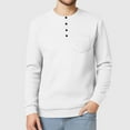 thumbnail image 3 of Mens 1/4 Button Shirts Waffle Pullover Long Sleeve Sweatshirt Knitted Sweater Crew Neck Casual Sweatshirts Thermal Plain Top Workwear Knitwear Soft Comfy Sweatshirts Loungewear, 3 of 7