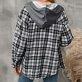 thumbnail image 6 of Snoarin Button Down Shirt Women Fashion Loose Fitting Long Sleeved Plaid Cardigan Hooded Top Cardigan Shirt S-2XL, 6 of 6