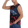 thumbnail image 3 of Lsque Cosmic Red Sparkle Dice Print Men's Cotton Blend Sleeveless Muscle Shirts (S-3XL)- Moisture Wicking, Odor Protection, UPF 30+,Medium, 3 of 8
