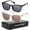 Black+Leopard Brown, variant on ROCK TAKIN 2-Pack Square Frame Sunglasses – Gray & Brown Lenses, UV400 Protection for Driving, Fishing, Golf & Outdoor Activities