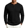 thumbnail image 2 of Men's Henley Long Sleeve Shirt Textured Jacquard Knit Button Down Casual Top for Fall Everyday Wear, 2 of 8