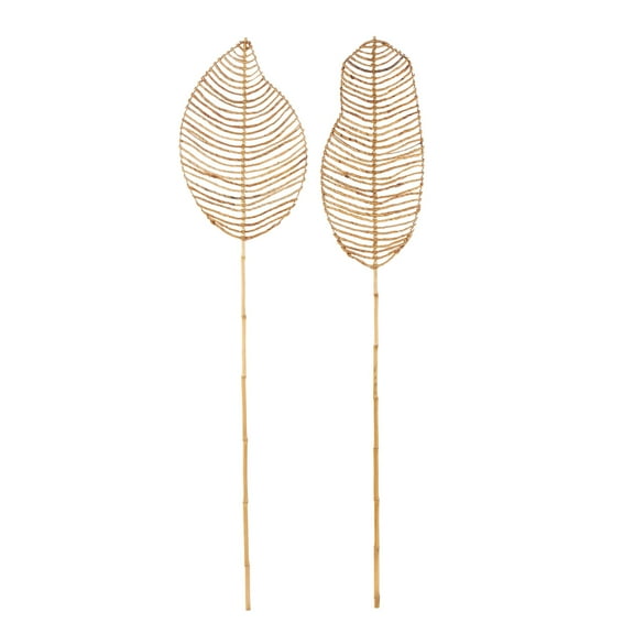 77" Palm Tree Handmade Tall Woven Leaf Stick Bamboo Wood Natural Foliage Bouquet, by DecMode (2 Count)