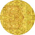 thumbnail image 1 of Ahgly Company Machine Washable Indoor Round Persian Yellow Traditional Area Rugs, 6' Round, 1 of 4